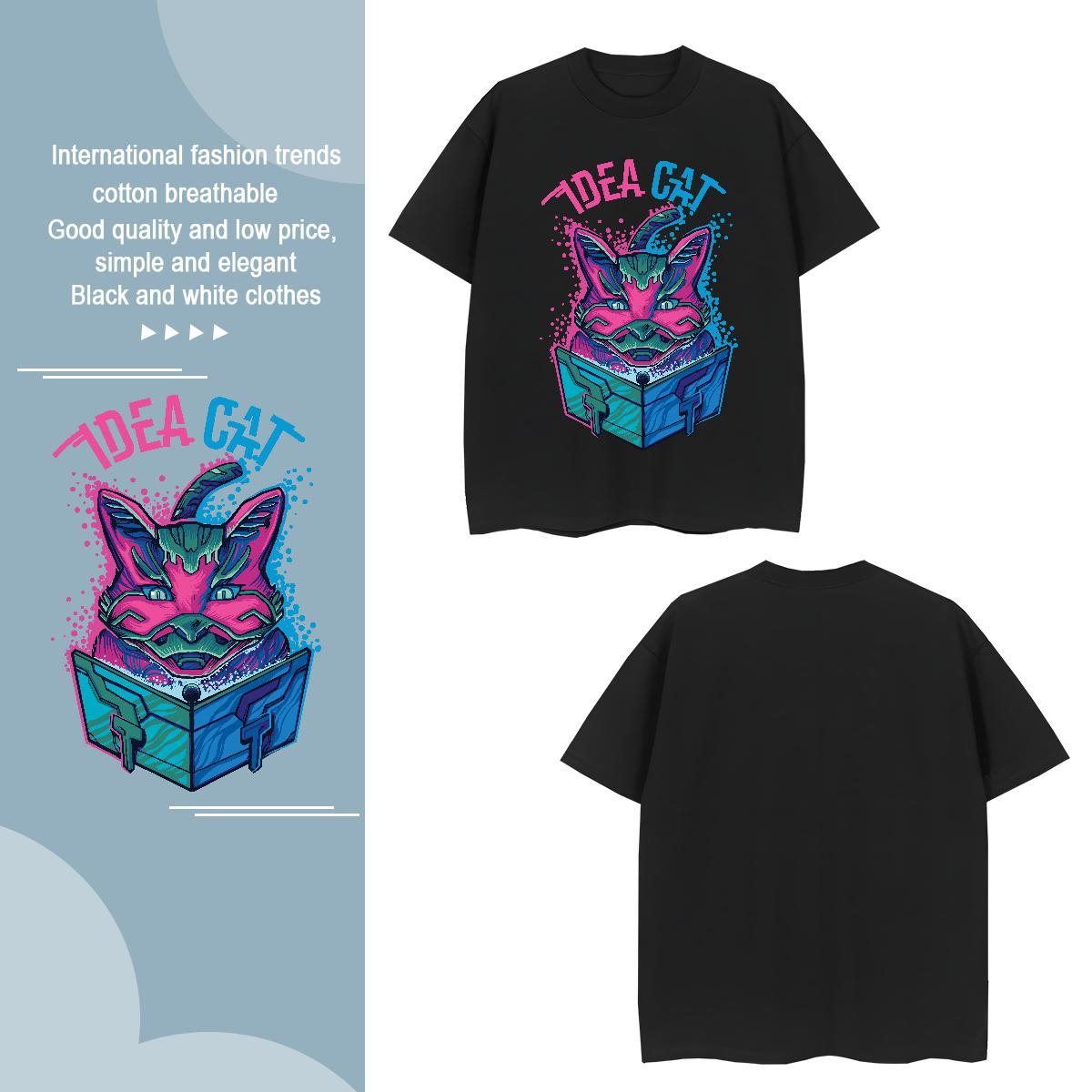 T-Shirts 230g 100% Cotton letter Casual Beach Short Sleeve O-Neck Anime Print Tshirts New Designer Cool Tees Shirts