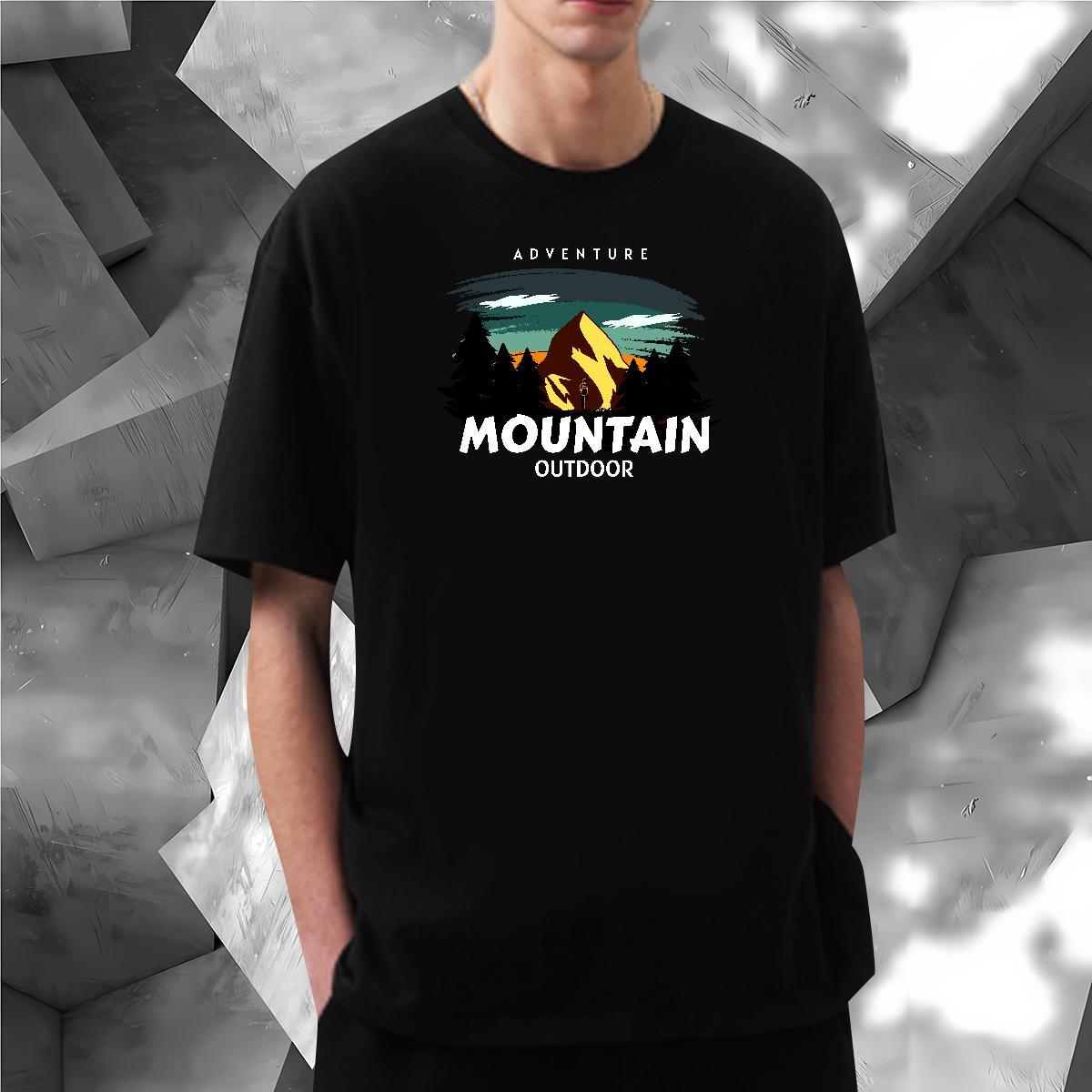 Classic T-Shirts for Men 230g Cotton tree Street Wear Polos Short Sleeve Soft TOP Quality Men Tops Tees Black Oversized