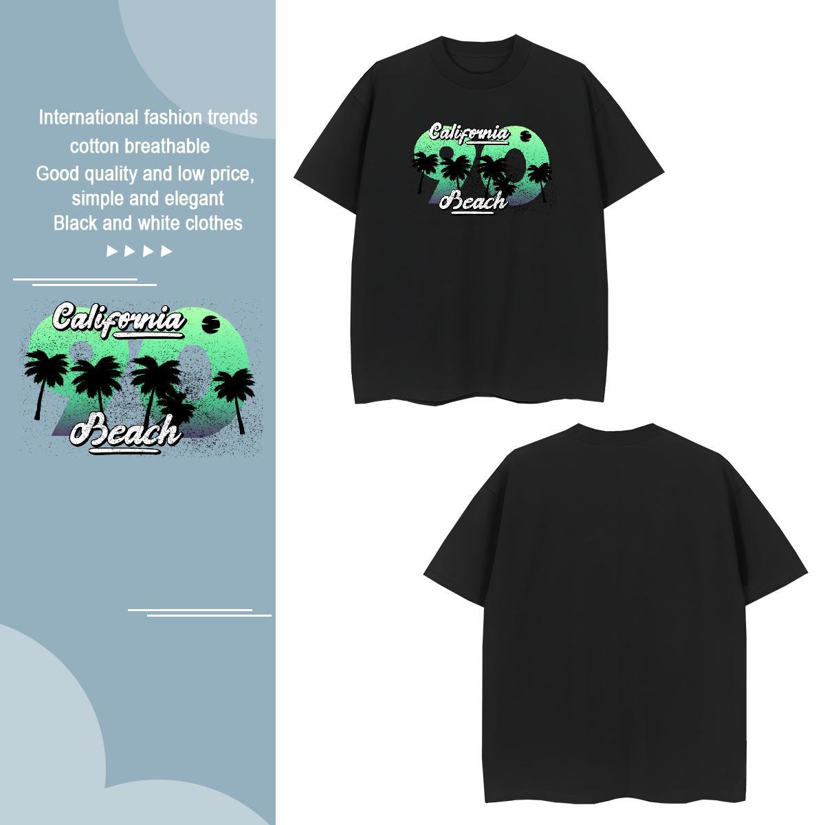 T Shirts Men 230g Cotton tree Casual Breathable Short Sleeve Cartoon Print Couples T Shirts Fashion Casual Cool Wear