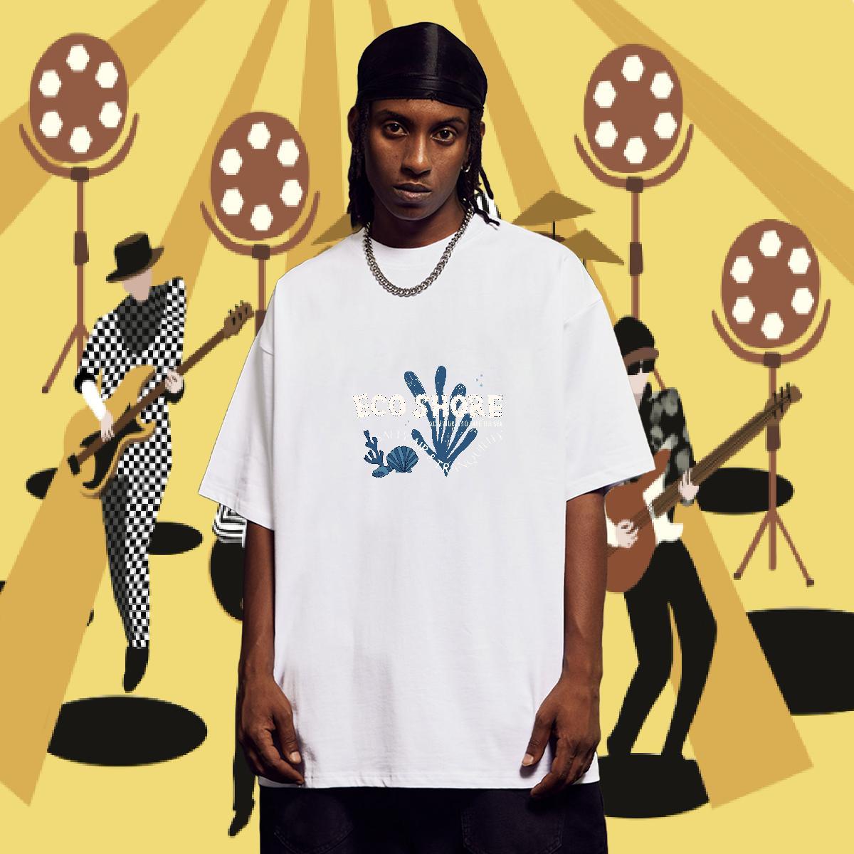 Fashion Casual T Shirts Men 230g Pure Cotton tree Daily Outfit Wear Short Sleeve Soft Wholesale Couples T Shirts White Plus Size