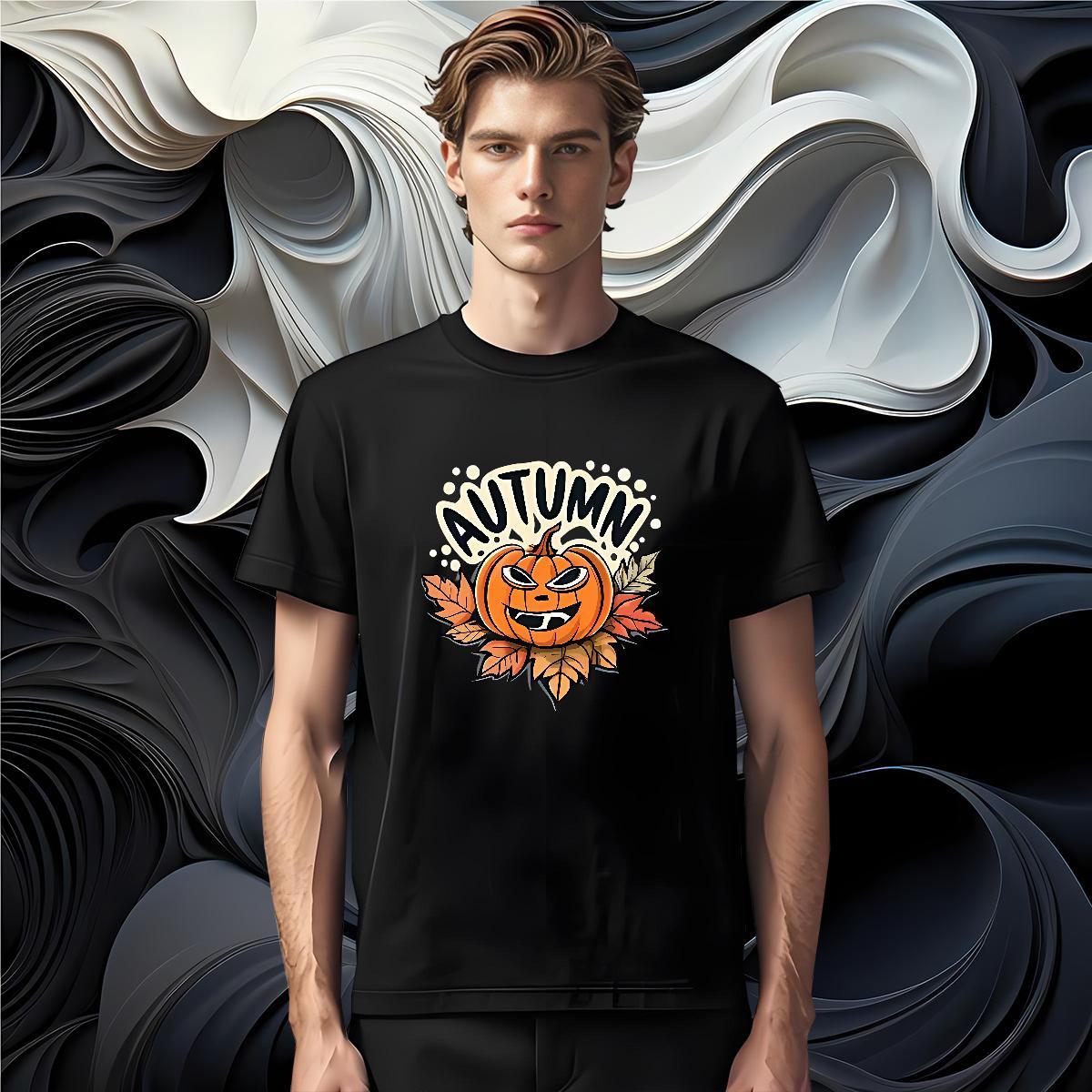 T shirt 100% Cotton 230g halloween Hip Hop Street Pure Cotton Anime Print Men Clothes T-Shirt Casual New Loose Tops