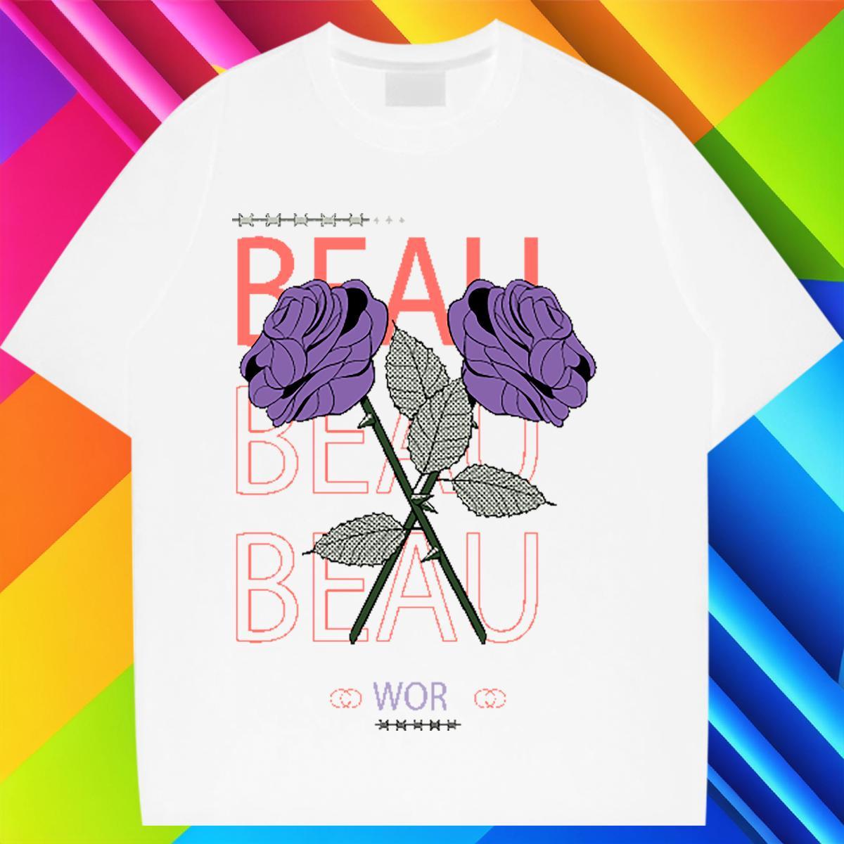 Loose fit T-Shirts for Women Comfortable Lady T shirt Anime Oversized flower Street Casual 230g 100% Cotton New Arrival Clothes Shirt