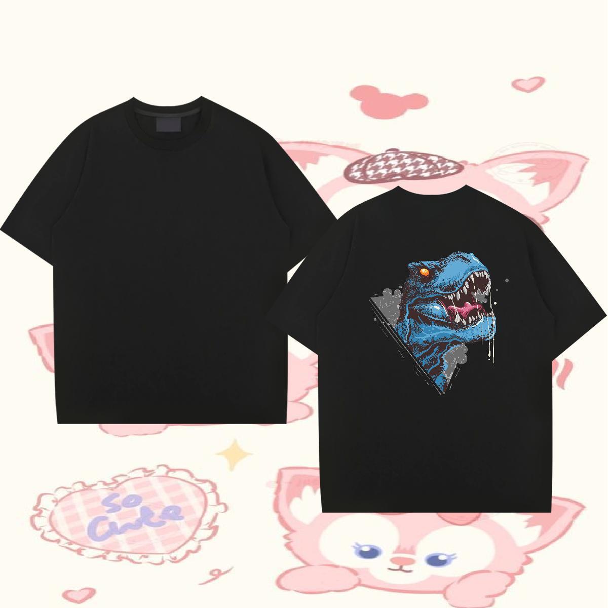 Customized T-Shirts for Men 230g Cotton dinosaur Daily Wear Tops Breathable Soft Designer Men Tees DIY