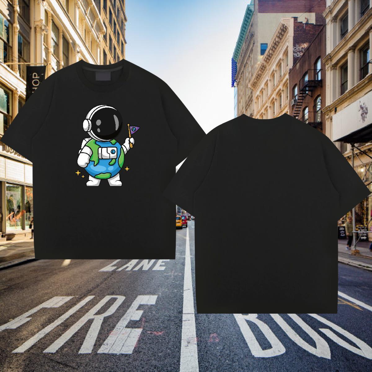 Man T Shirts 230g 100% Cotton cosmonaut Daily Outfit Crew Neck Plus Size Custom Couples T Shirts Designer Fashion Soft Clothings