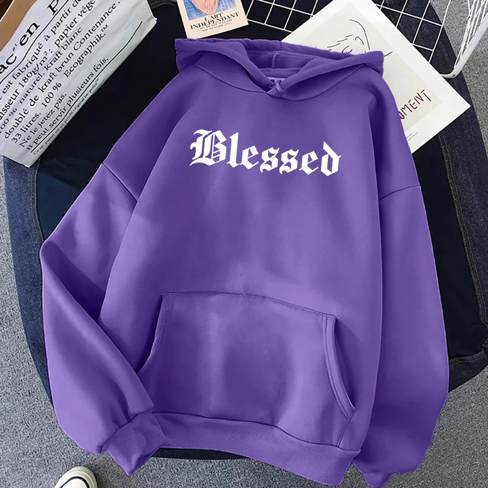 Blessed Creativity Printed Hoodies Women Street Style Hip Hop Hoody Autumn Loose Fleece Clothing Comfortable Pullover Sweatshirt 240806