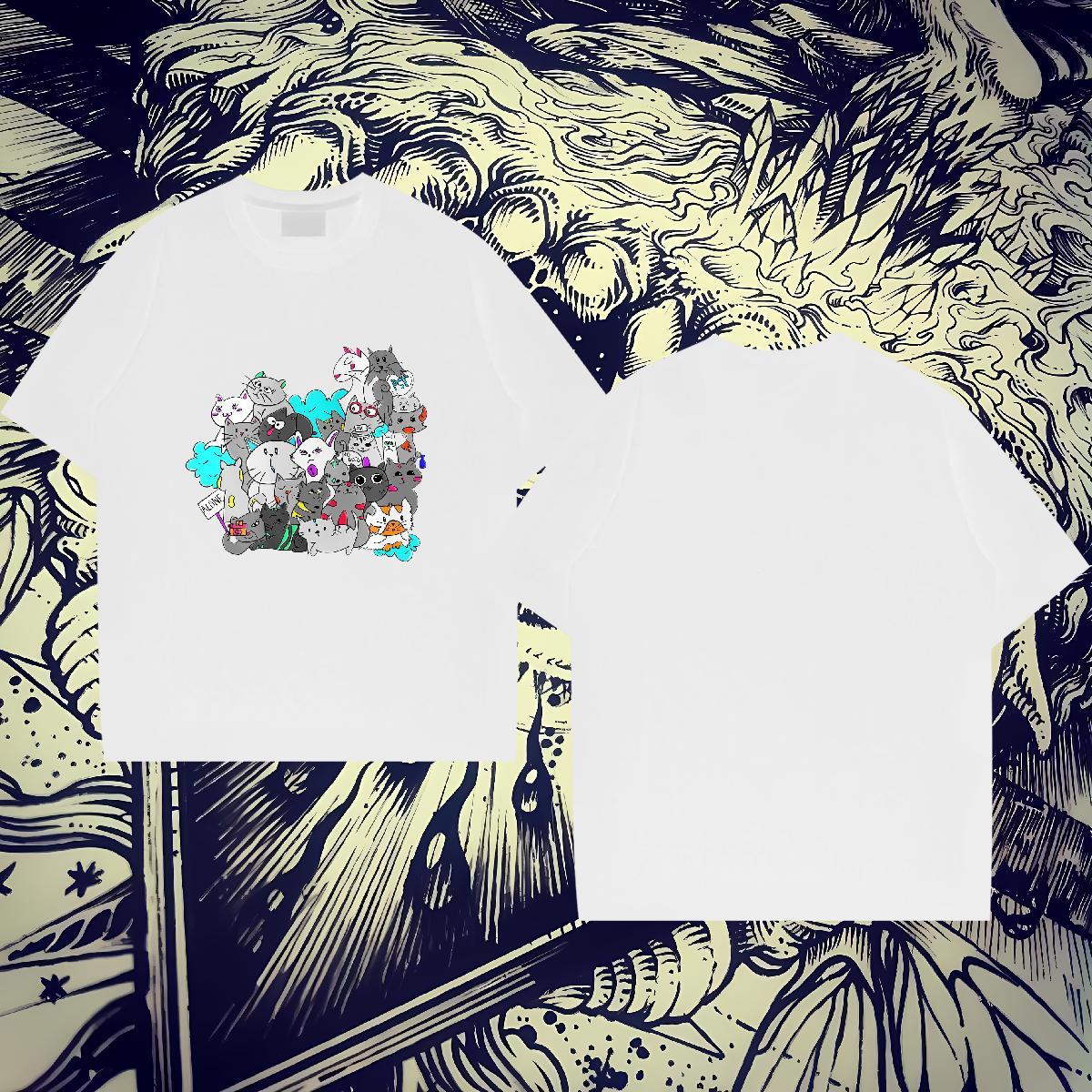 2024 Summer T Shirts Men 230g Cotton cute Street Casual Tops Breathable Free Shipping Tshirts Custom Print Plus Size