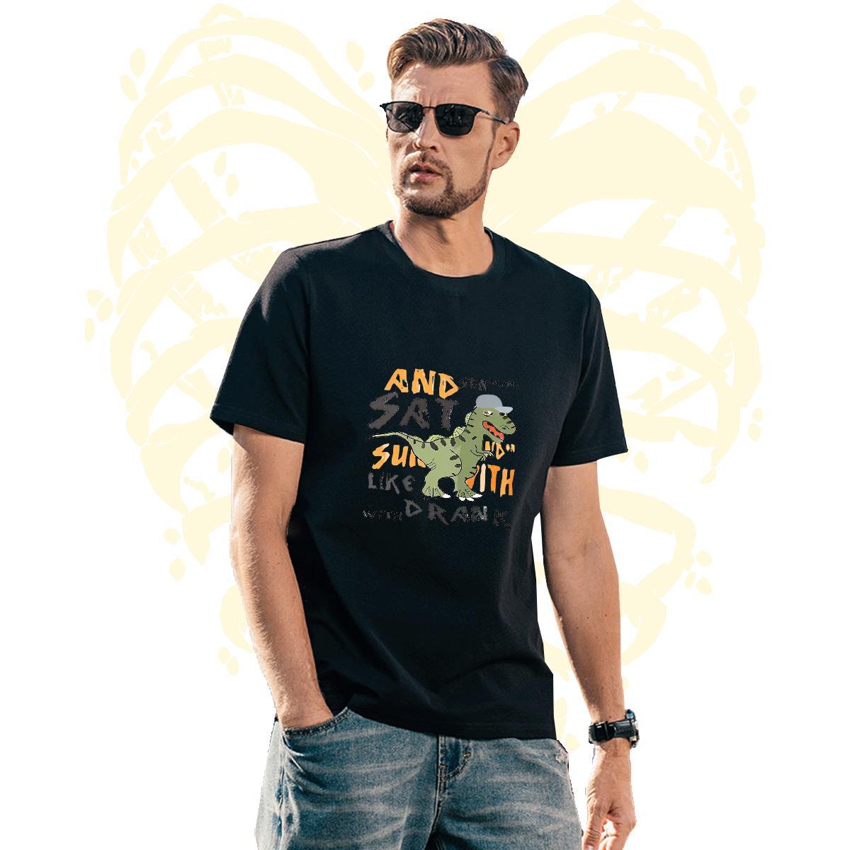 Comfortable Mens Tshirts 230g 100% Cotton dinosaur T Shirt For Man Street wear Hip Hop Round Neck Short Sleeve Oversized Casual New Clothings