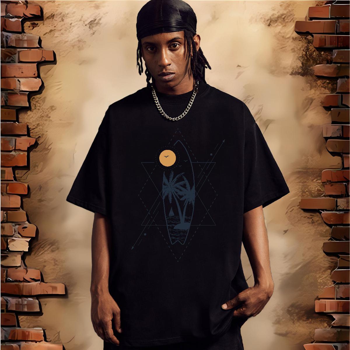 New Designer T-Shirts 230g Cotton tree Casual Beach Clothes Breathable Soft Cool Mens Tshirts Graphic