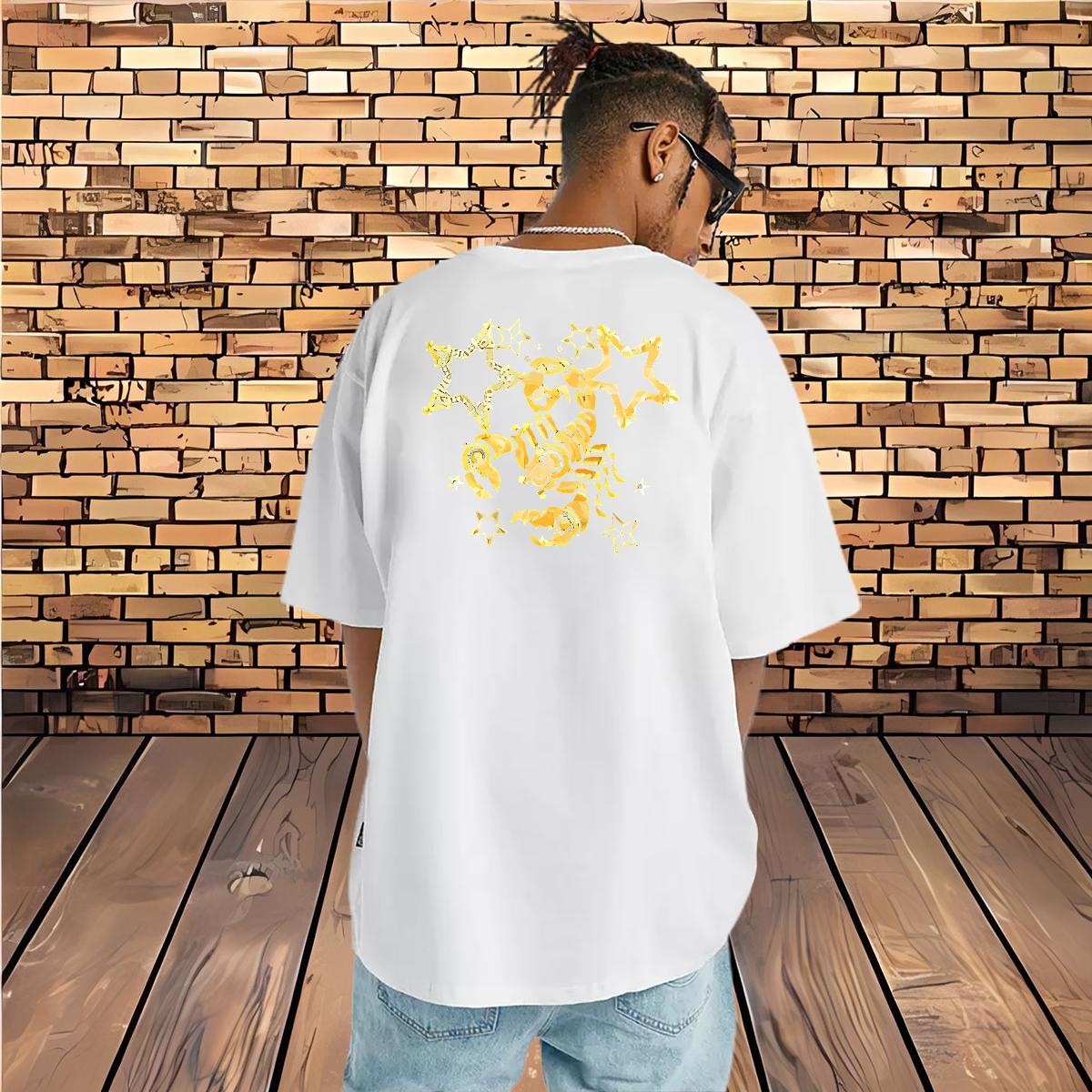 Fashion T-Shirts 230g Pure Cotton scorpion Street Wear Polos O-Neck Short Sleeve Classic Tshirts Black White