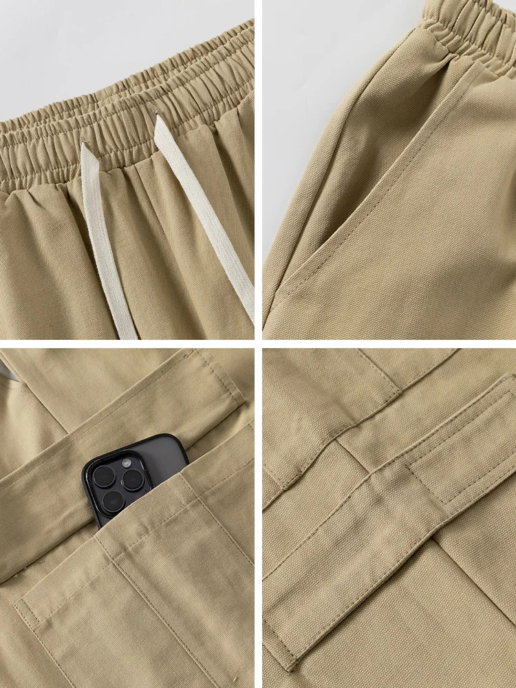 Cargo pants Cotton Loose Fashion Casual Pants Spliced Multi Pocket Outdoor Hiking Elastic Straight Leg Woman Sweatpa 240806