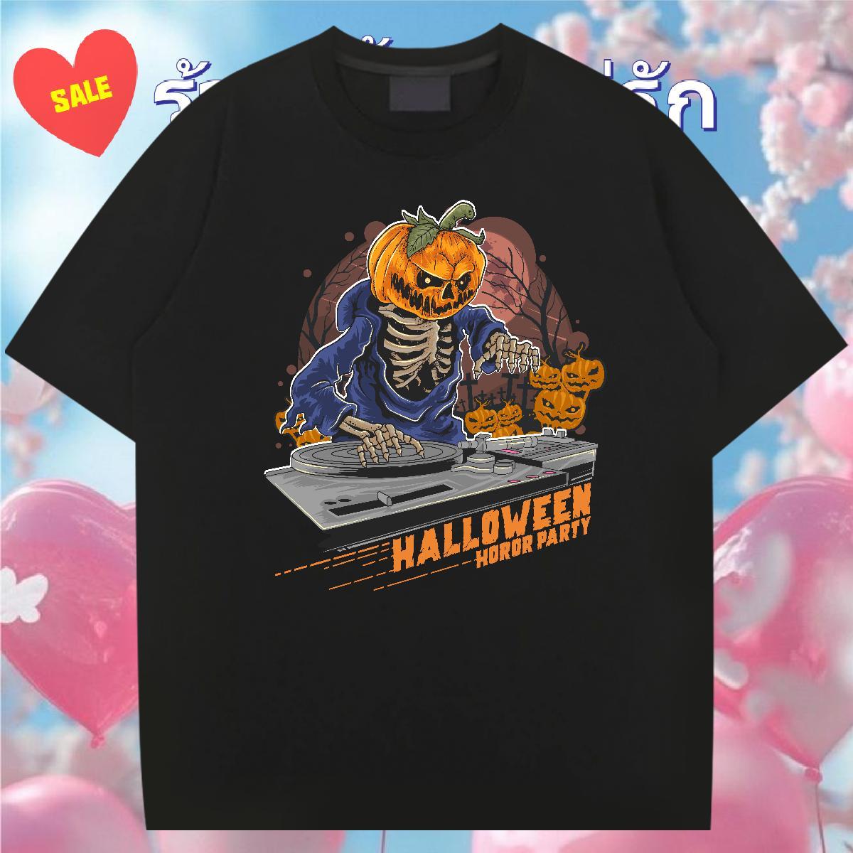 Fashion Casual T Shirts Men 230g Cotton pumpkin Hip Hop Tops Shirt Short Sleeve O-Neck Cool Design Men Tops Tees Cartoon Print
