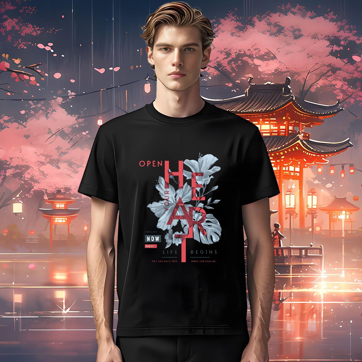 T-Shirts for Men 230g 100% Cotton tree Outdoor Breathable Crew Neck DIY Logo Oversized Men Tops Tees Custom Comfortable Tee Shirt