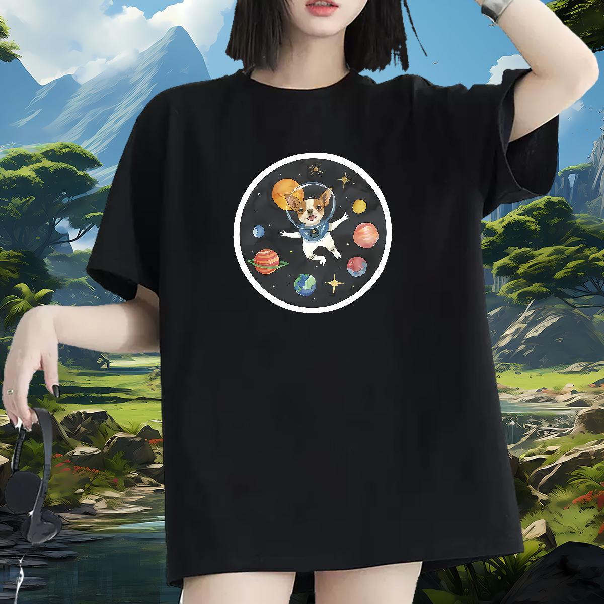 Designer Nice Women T Shirts Breathable Crew Neck Women Tees Anime Oversized dog Daily Outfit 100% Cotton 230g Fashion New Tees Shirts