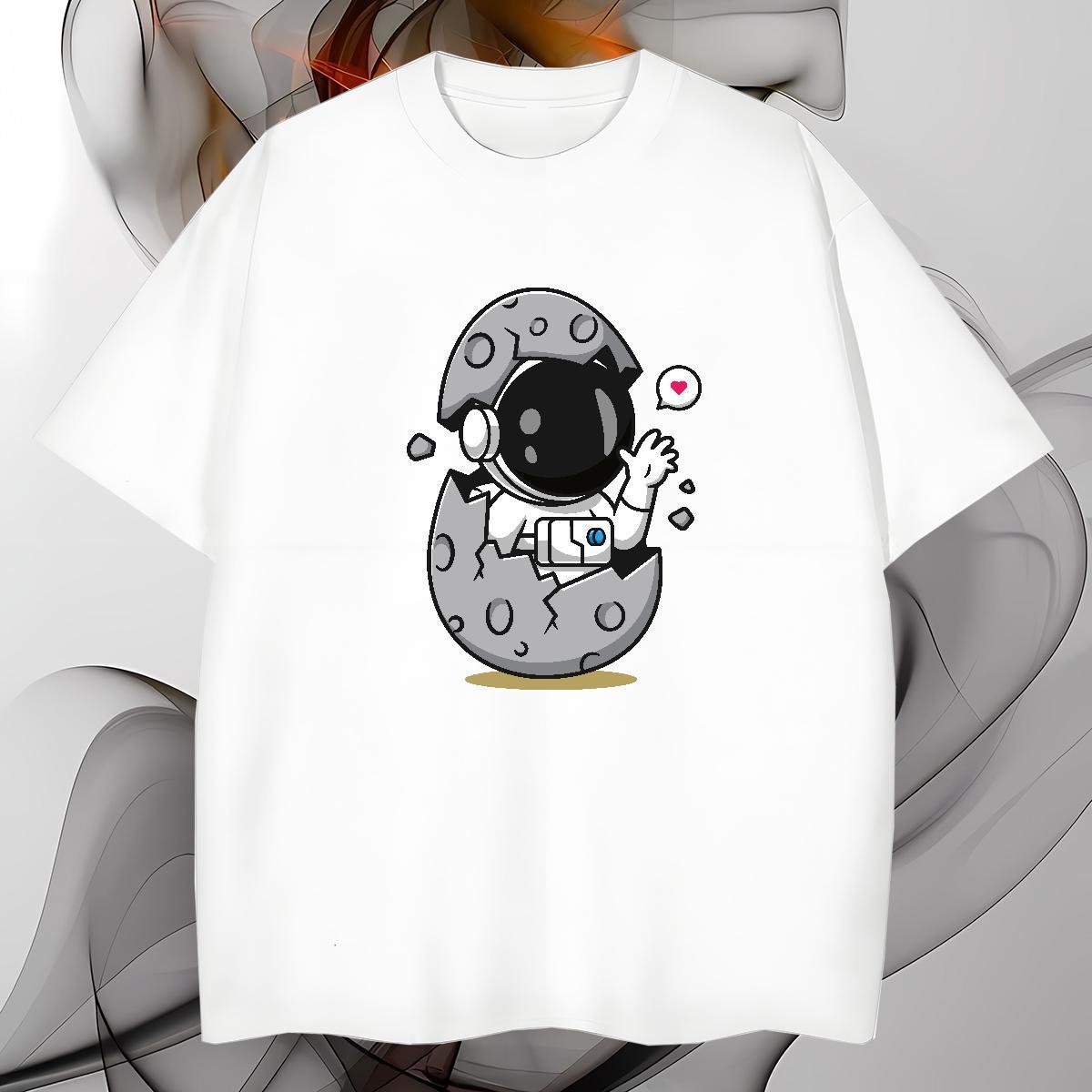 T Shirts Men 230g Cotton universe Spring Summer Breathable Short Sleeve Cartoon Print Couples T Shirts Wholesale Popular Tees