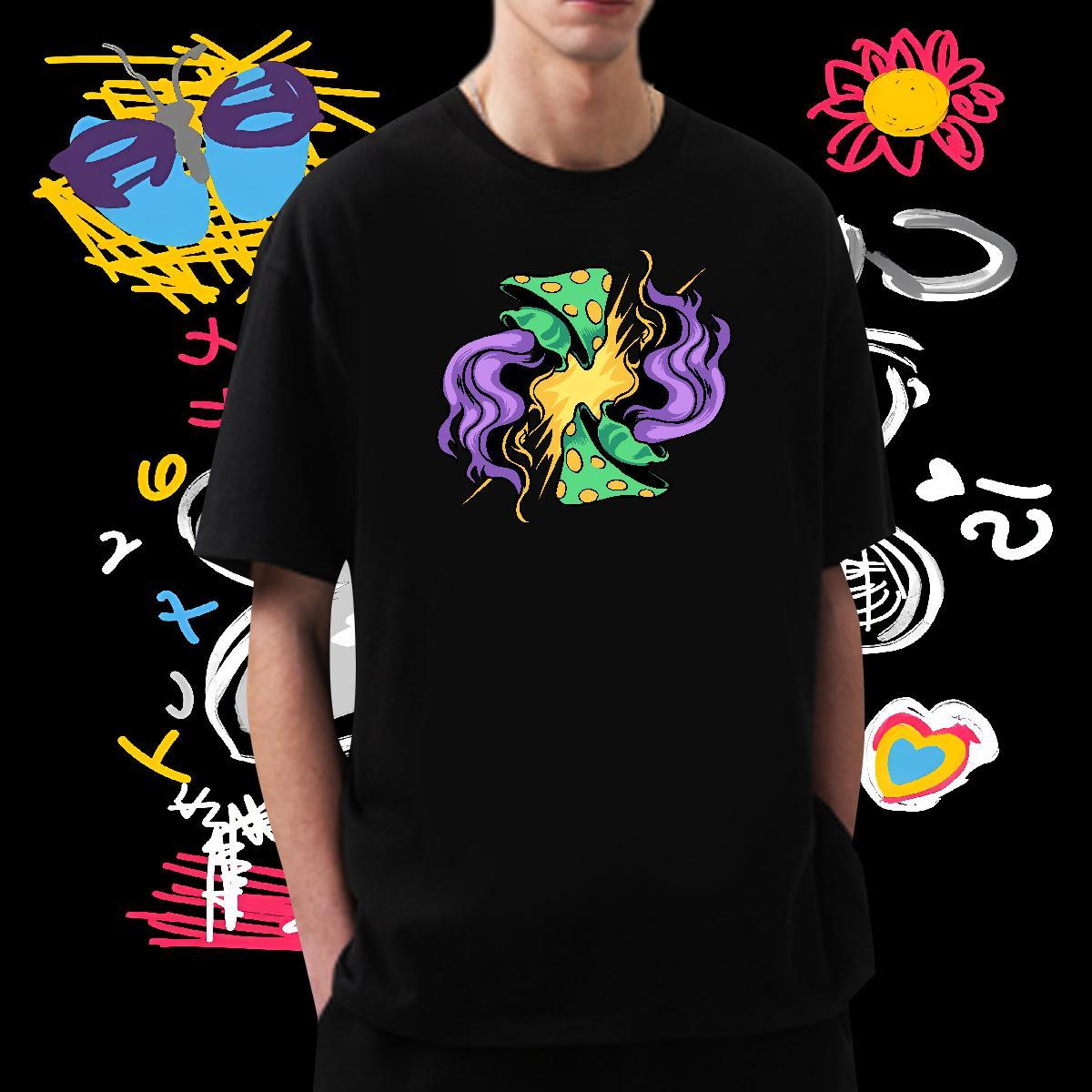 2024 New T-Shirts 230g 100% Cotton mushroom Beach Tshirts Short Sleeve Soft Loose Fit Tshirt for Man Woman Oversized 4XL