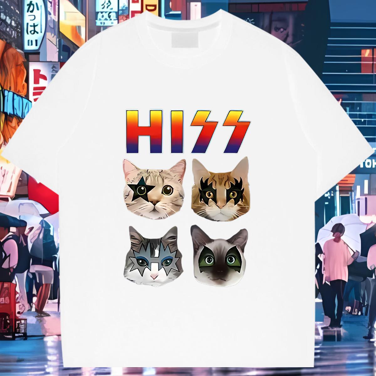 2024 DIY Man T Shirts 230g Cotton cat Anime Printing Street Clothes Breathable Crew Neck Designer Men Tshirts Custom Printed