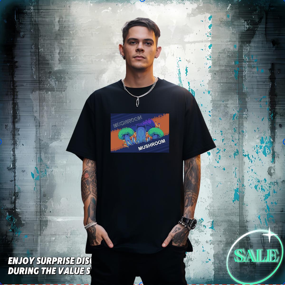 Mens T Shirts 230g Cotton mushroom Street Breathable Short Sleeve White Plus Size Men Tshirts Fashion Designer Classic Polos