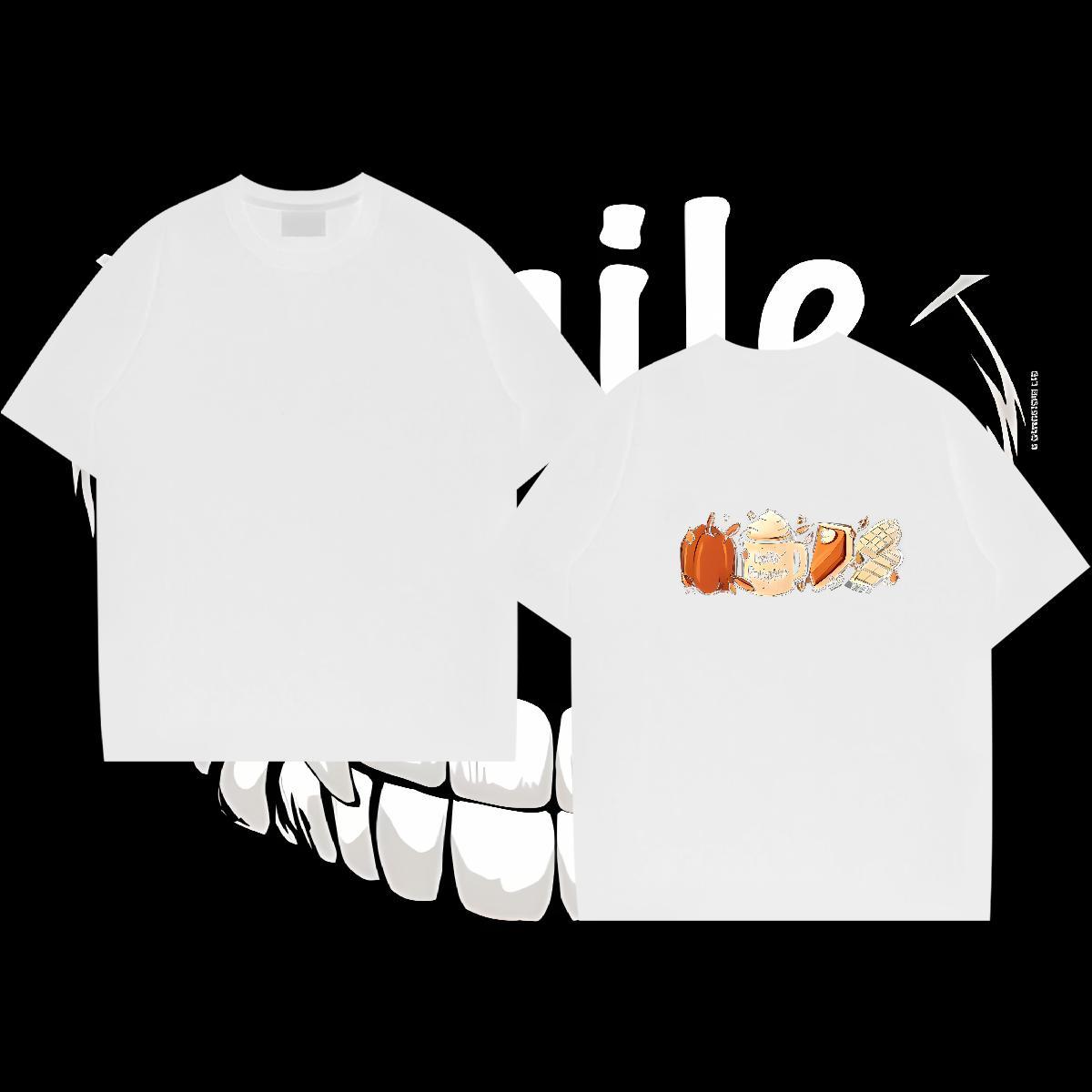 Casual New Mens T Shirts 230g Pure Cotton food Street Tees Breathable Short Sleeve Unisex Men Tops Tees Cartoon Printing L-4XL