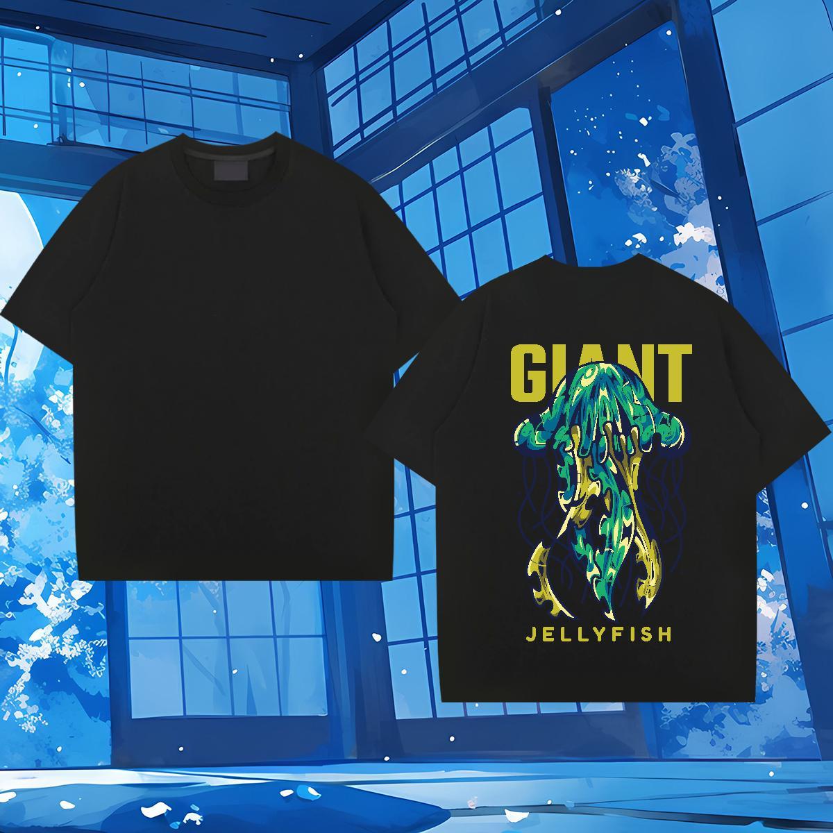 Free Shipping T Shirts Men 100% Cotton 230g jellyfish Hip Hop Street Tee Shirt Breathable High Quality Men Tshirts Custom Printing