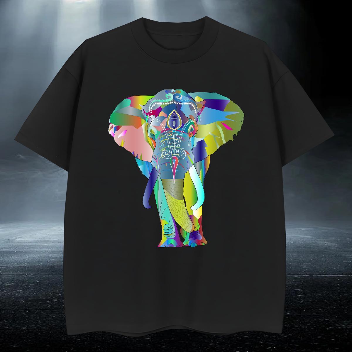Loose Mens Tshirts 230g Cotton Casual Daily Wear Elephant Plus Size Custom Crew Neck Breathable 2024 New T Shirt For Man Tee Shirt