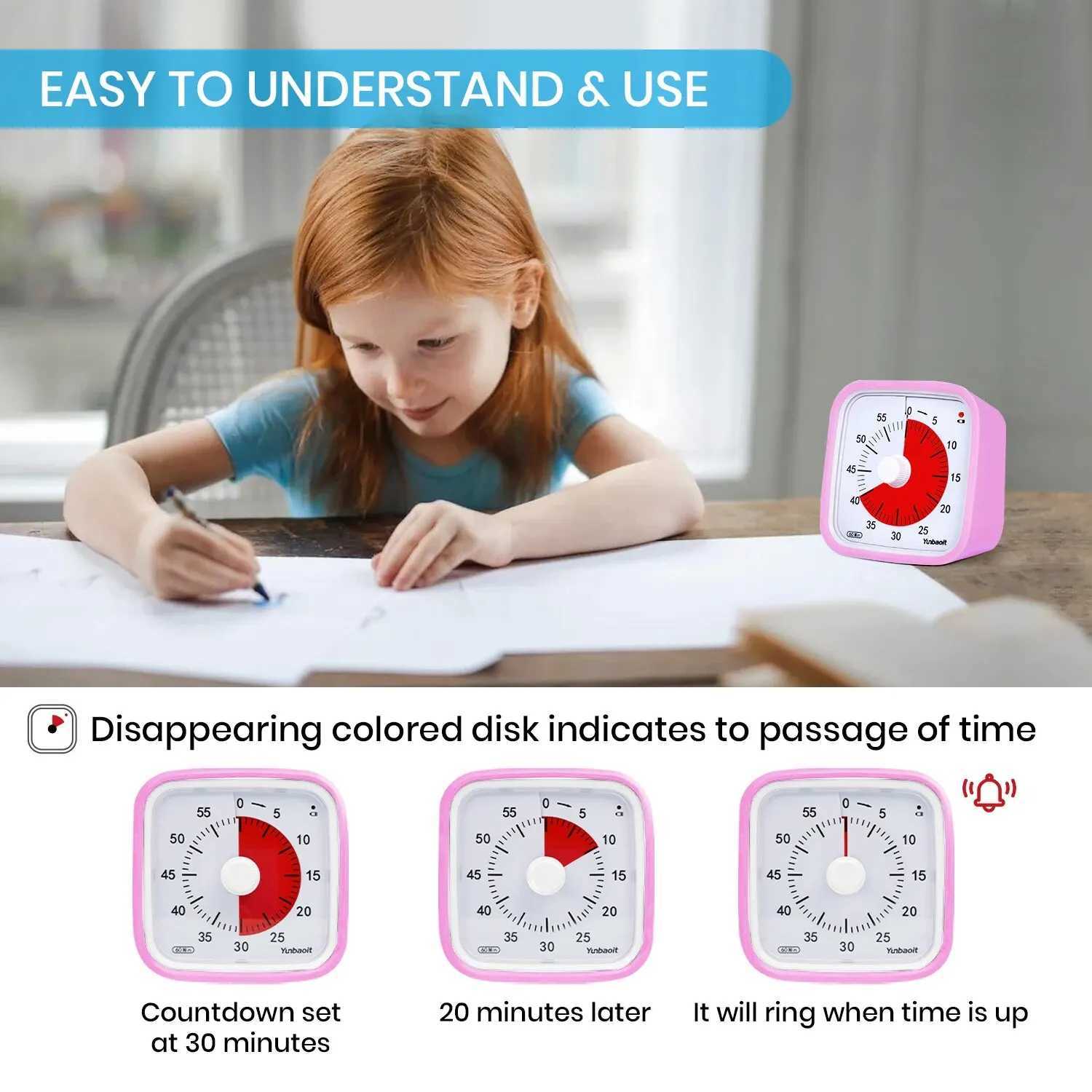 Yunbaoit VT01 upgrades 60 minute visual timer with protective case silent countdown timer B2408006