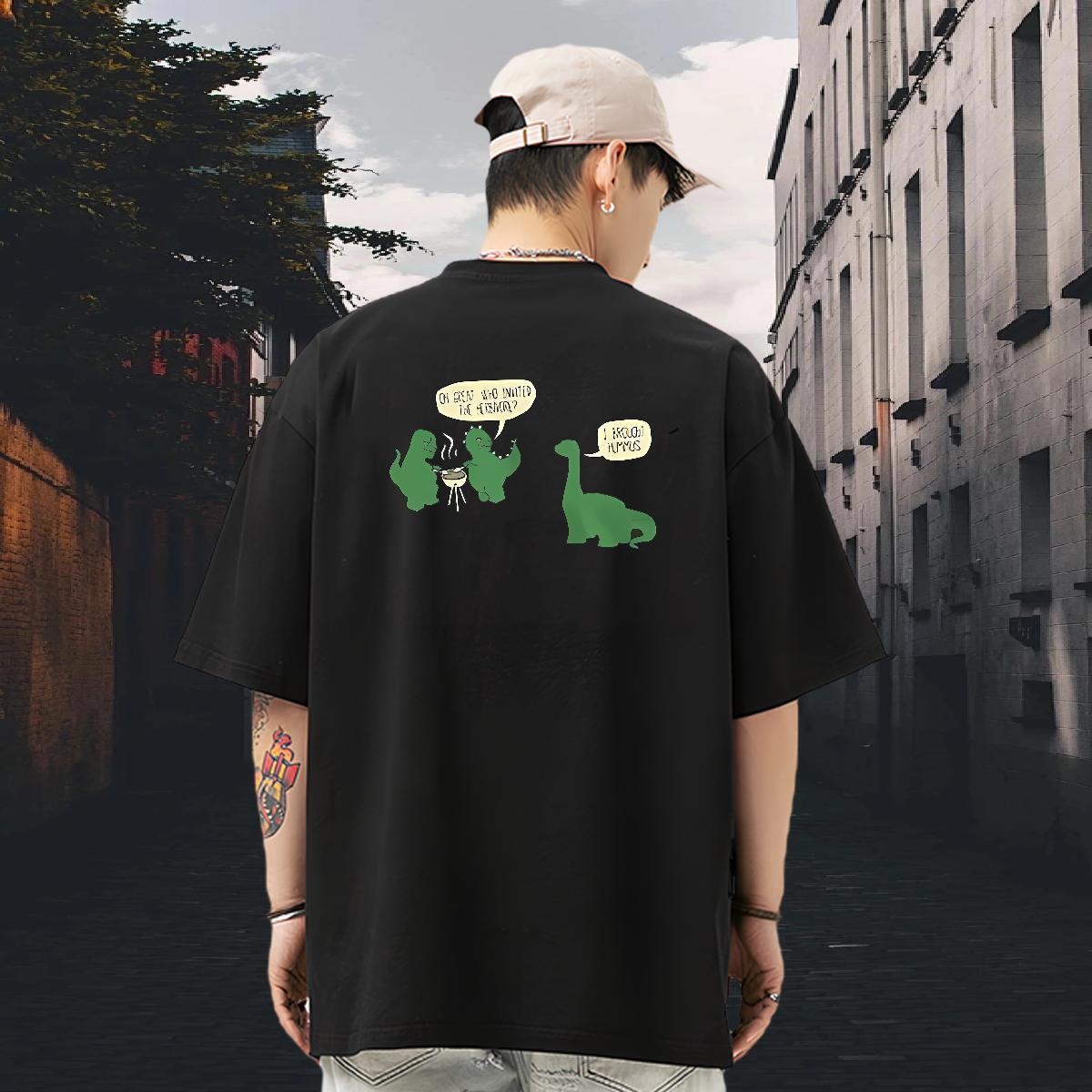 Wholesale T Shirt For Man 230g Cotton dinosaur Street Clothes Crew Neck Cool Design Men Tees Anime