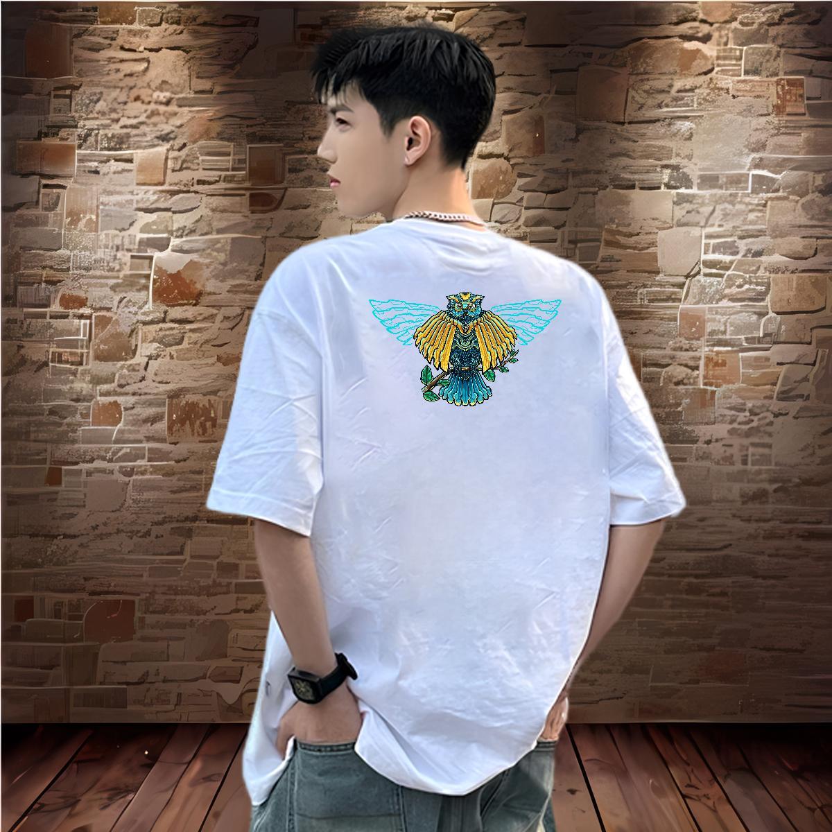 Classic Casual Mens T Shirts 100% Cotton 230g eagle Casual Daily Wear Tshirts O Neck Short Sleeves Soft Men Tees Oversized 4XL