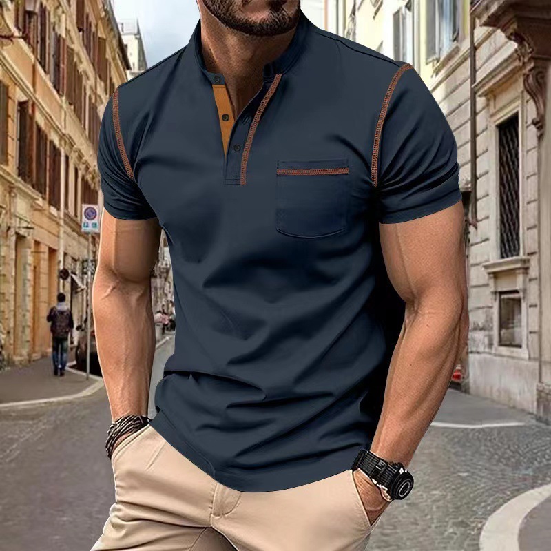 Hot selling short sleeved lapel T-shirt, men's personalized fashion, sports Polo