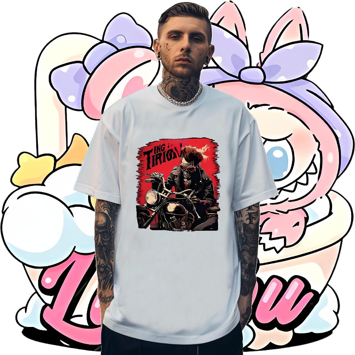 Cool Men Tops Tees 100% Cotton 230g Sport Motorcycle Black Oversized Breathable Short Sleeve Casual New T Shirt For Man Wear