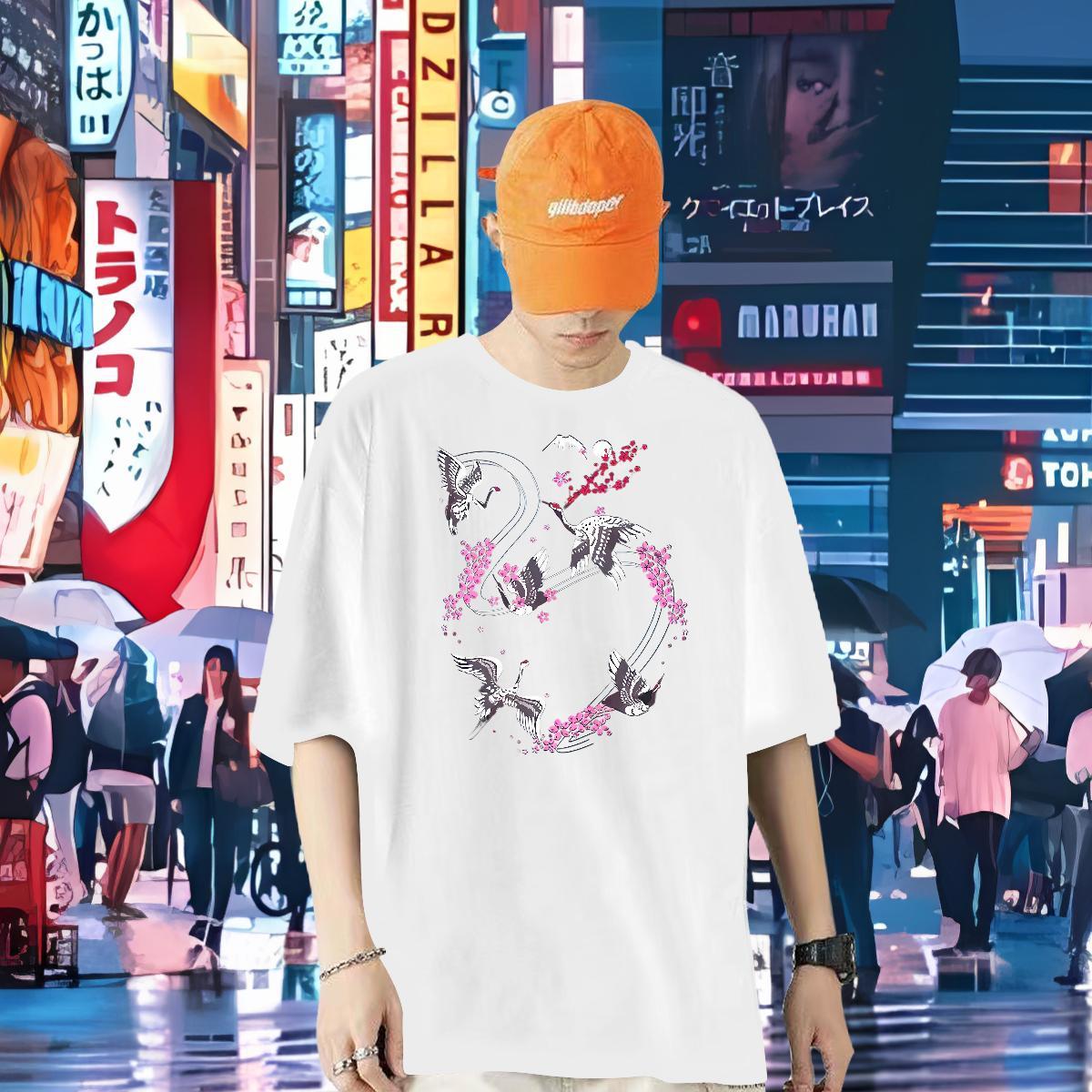 DIY Customized T-Shirts 230g 100% Cotton bird Hip Hop Polos Round Neck Short Sleeve Unisex Men Clothes T-Shirt Custom Printed