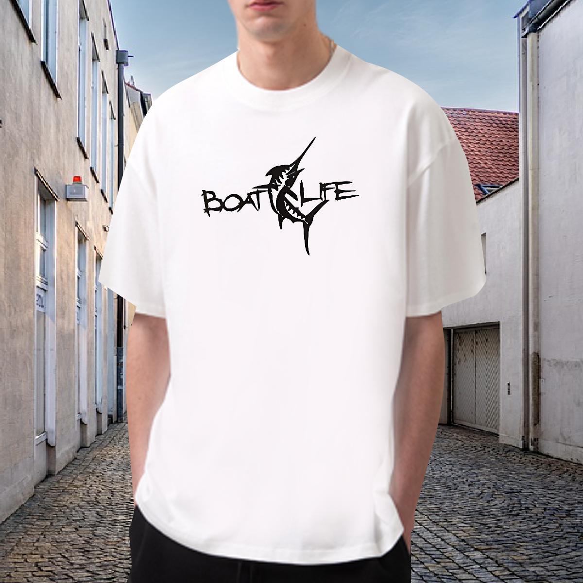 Casual New T-Shirts 230g Cotton fish Outdoor Top Tees Breathable Crew Neck Brand Tshirts Customized Print