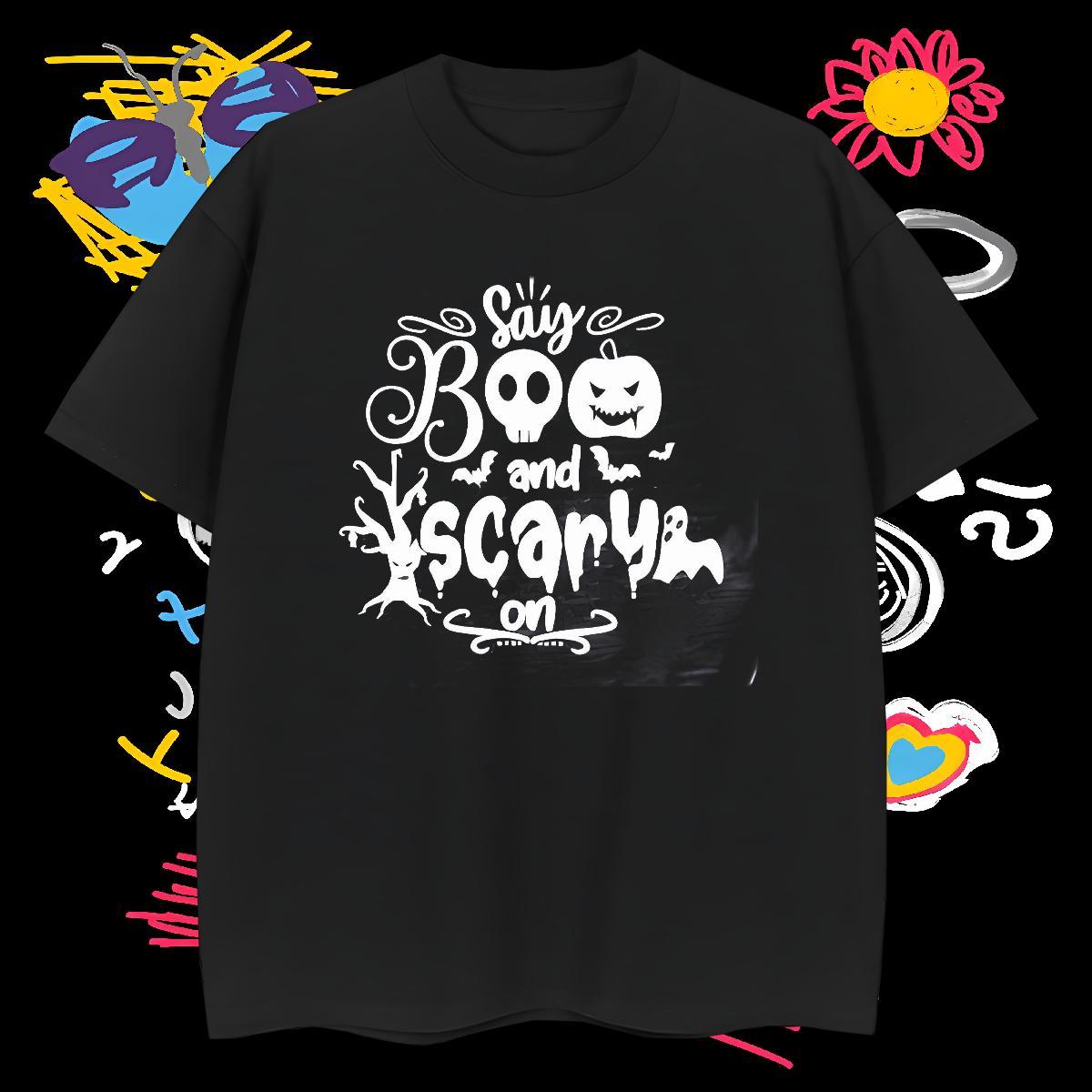 New Arrival Men T Shirts 230g Pure Cotton halloween Daily Outfit Tops Tees Crew Neck Breathable Cool Design Couples T Shirts Cartoon Printing L-4XL