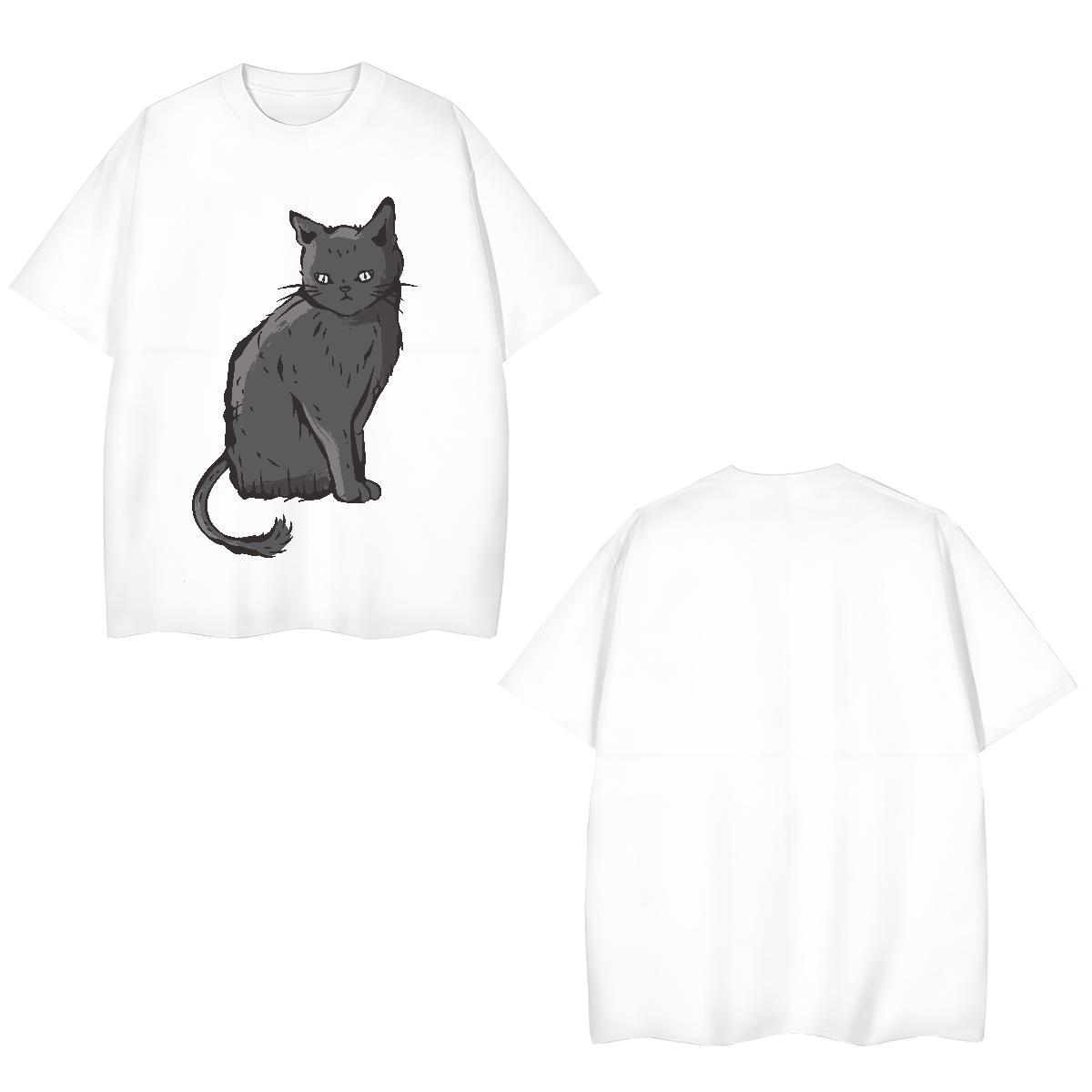 Unisex Tshirt for Man Woman 230g Cotton cat Men T Shirts Spring Summer Breathable Short Sleeve Custom Cartoon Fashion Designer Tops Tees