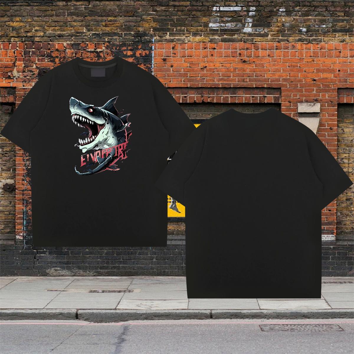 Factory Direct Man T Shirts 100% Cotton 230g shark Daily Outfit Tshirts Round Neck Short Sleeve Soft Men Tshirts Customized Print