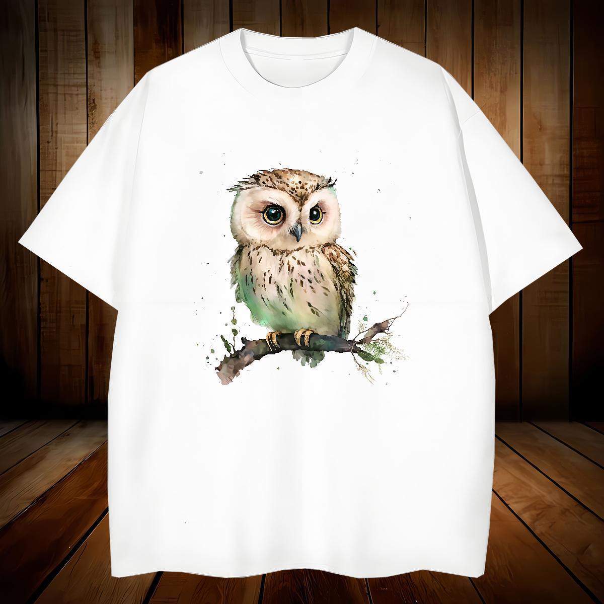 Man T Shirts 100% Cotton 230g Owl Home Outdoor Pure Cotton Oversized Couples T Shirts Free Shipping Loose Fit Tops Tees