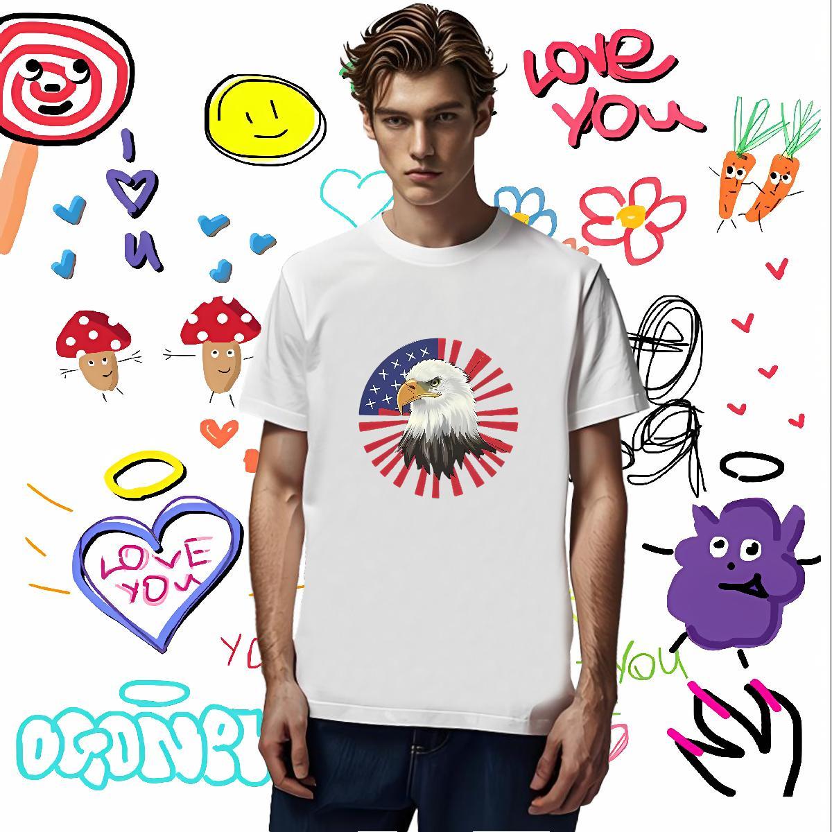 2024 Designer Mens T Shirts 230g Pure Cotton eagle Street wear Hip Hop Polos Round Neck Short Sleeve Popular Men Tshirts Custom Big Size