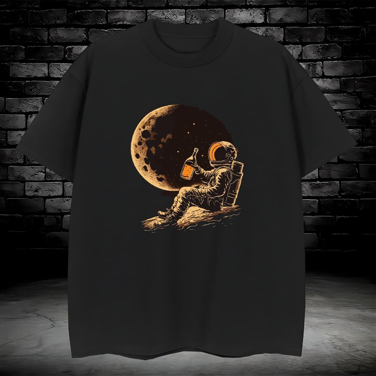 T Shirts Men 230g 100% Cotton cosmonaut Outdoor Breathable Crew Neck Black Oversized Men Clothes T-Shirt New Designer Loose Fit Tees Shirts