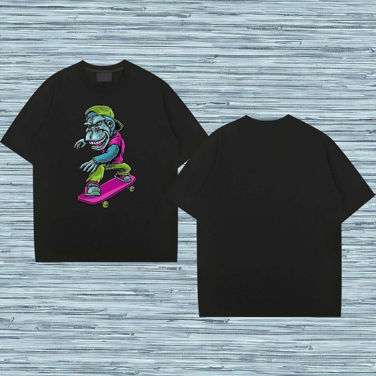 Fashion Design T Shirt For Man 100% Cotton 230g chimpanzee Casual Clothes Breathable Short Sleeve Soft Mens Tshirts Asian Size