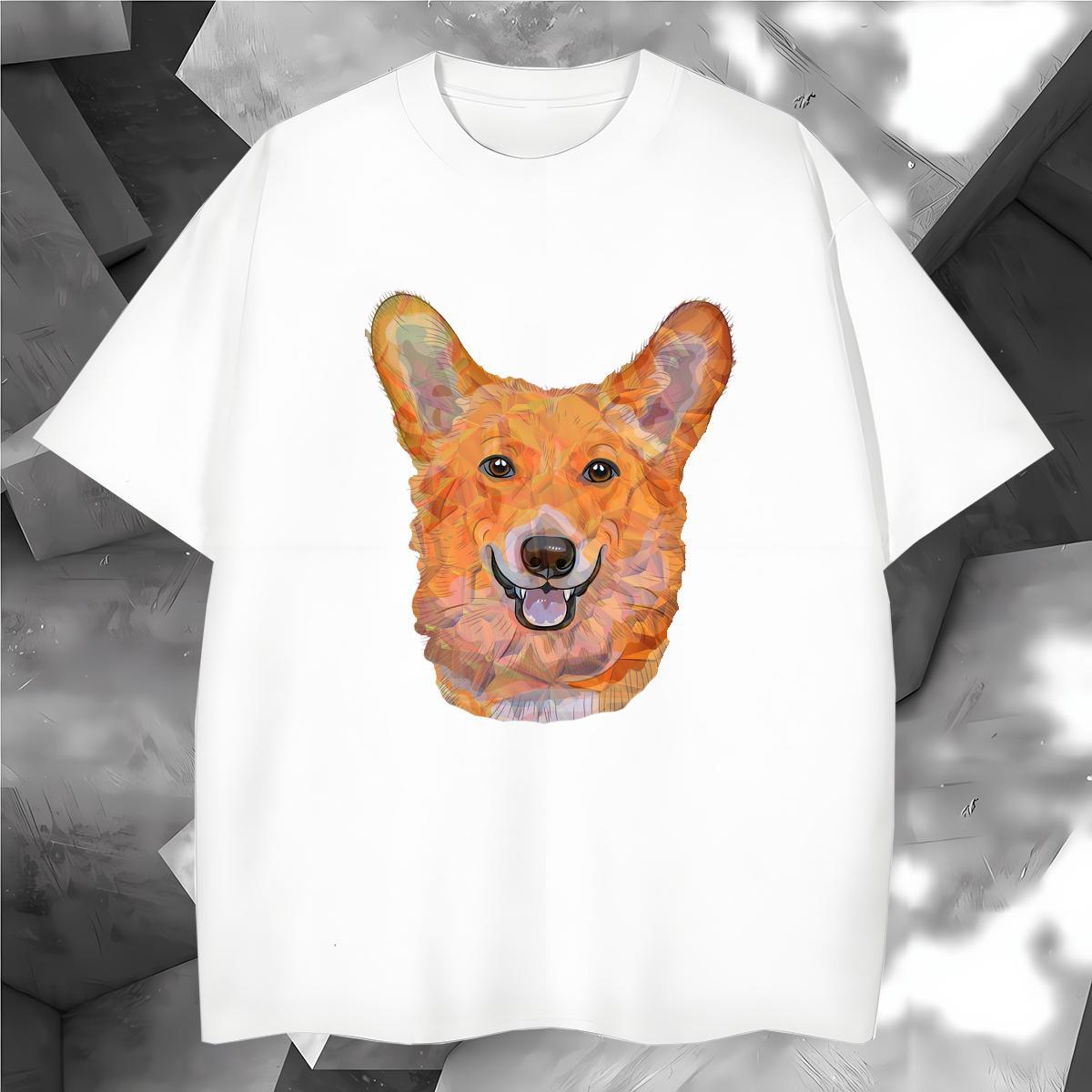 T Shirt For Man 230g Pure Cotton dog Sports Casual O Neck Short Sleeves Graphic Men Tops Tees 2024 DIY Cool Wear