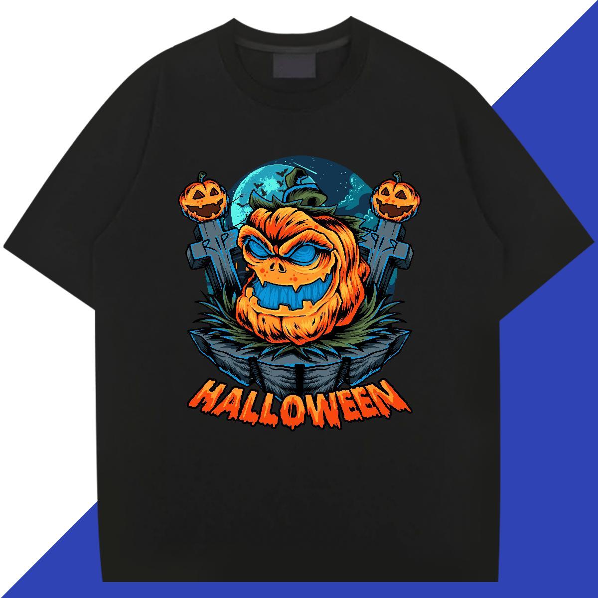 Wholesale T shirt 230g 100% Cotton Halloween Spring Summer Top Tees Short Sleeve Soft Classic Couples T Shirts Plus Size Custom