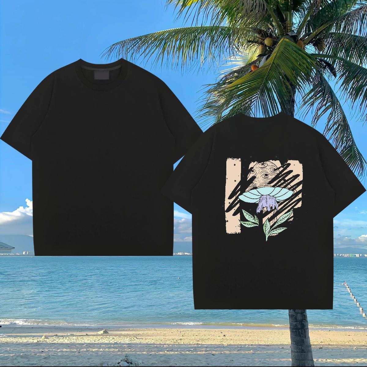 Brand Men T Shirts 230g Pure Cotton mushroom Daily Wear Tees Breathable Short Sleeve Unisex Men Clothes T-Shirt Graphic