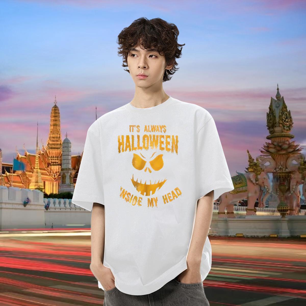2024 Summer T Shirt For Man 230g Cotton halloween Street wear Hip Hop Tee Shirt Pure Cotton Classic Men Tees Customized Print