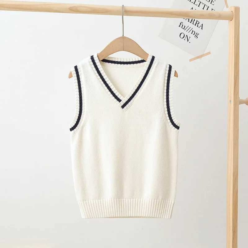 School childrens knitted vest preparatory style casual fully matched jacket womens spring and autumn childrens sweater 4-15 years oldW240724
