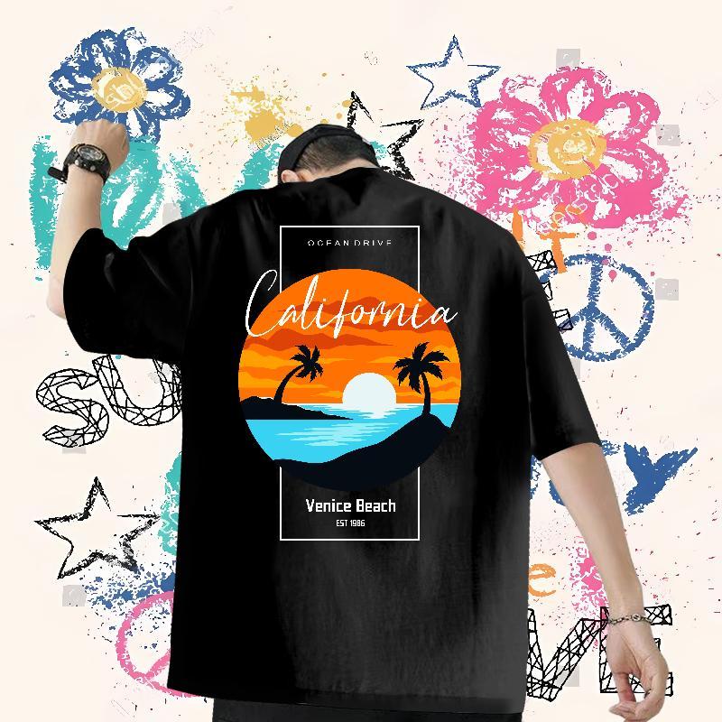 Free Shipping Man T Shirts 230g Cotton sea Sports Casual Tops Short Sleeve O-Neck TOP Quality Tshirts DIY Printed