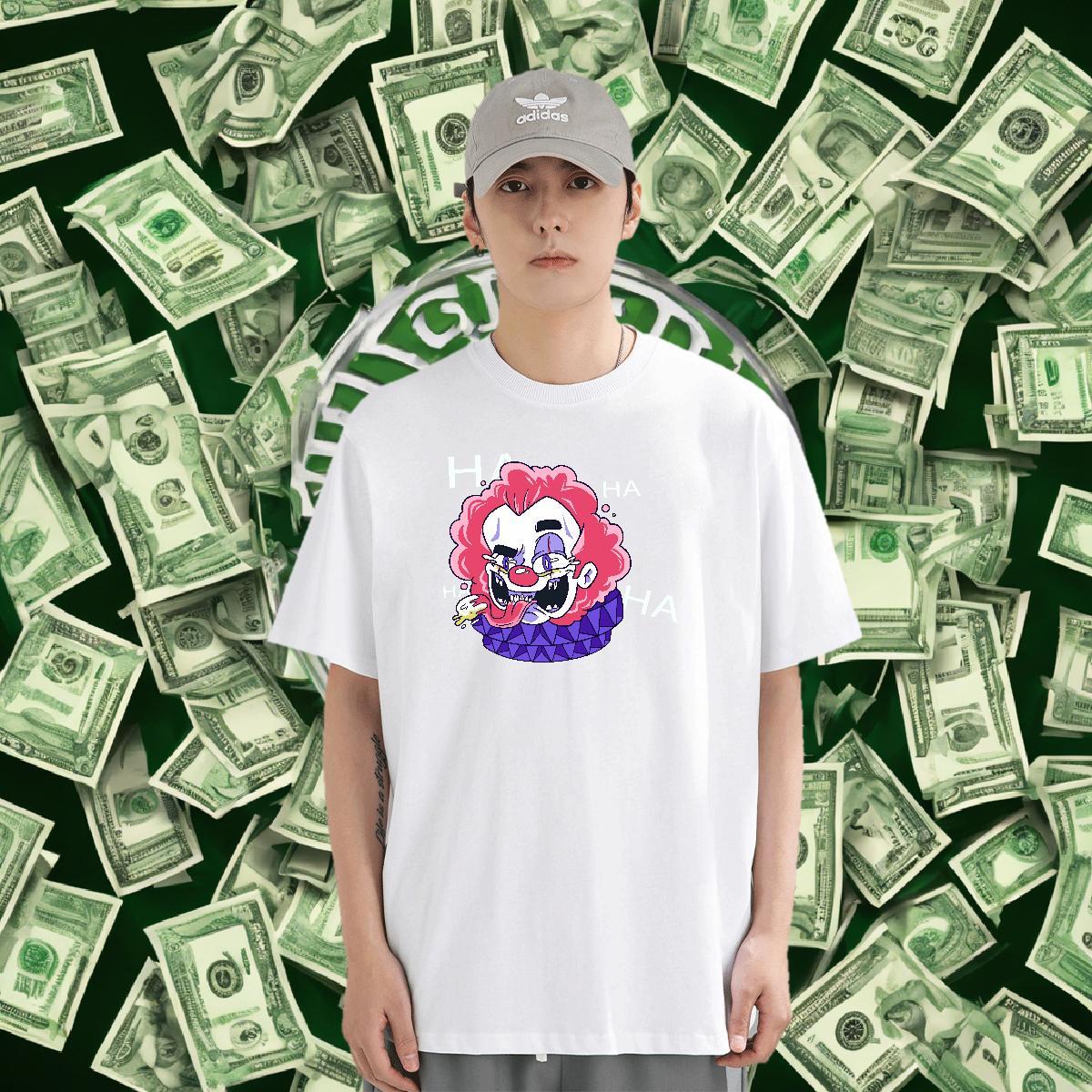 T shirt 230g Cotton painting Sport Crew Neck Floral Print Men Tops Tees New Brand Clothings