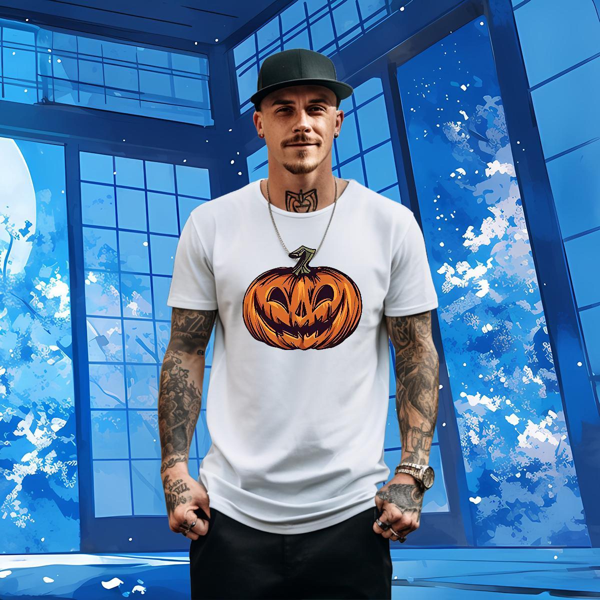 Classic T Shirt For Man 230g 100% Cotton pumpkin High Street Hip Hop Clothings Breathable Crew Neck Wholesale Men Tshirts Custom Print Oversized