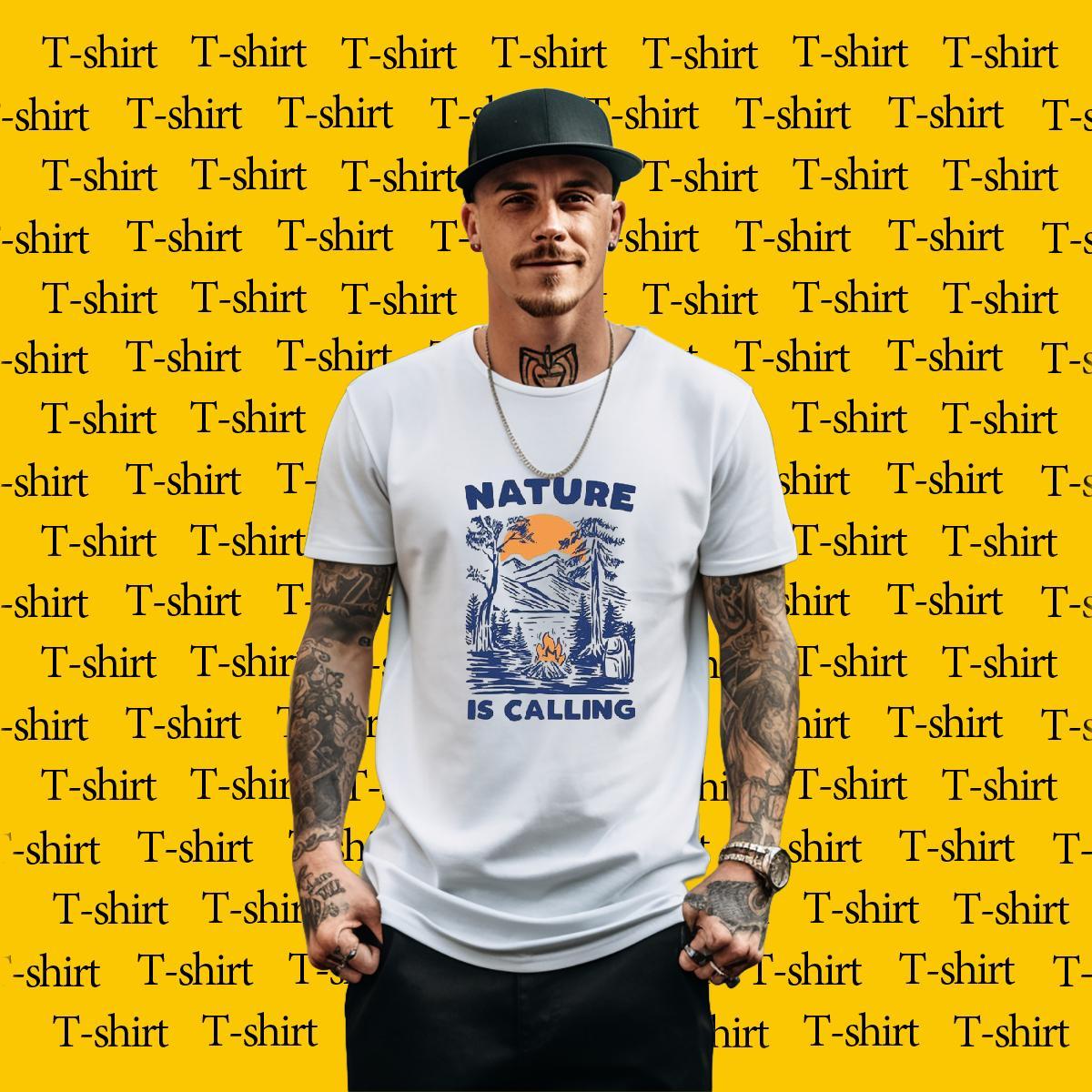 Brand Men Tees 100% Cotton 230g Casual Daily Wear mountains Custom Printing Breathable Short Sleeve DIY T shirt Tee Shirt