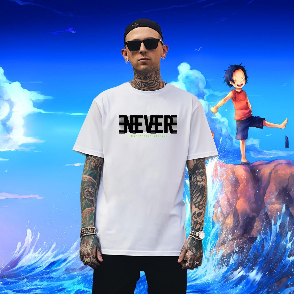 Free Shipping Tshirts 230g Cotton Anime Printing Street letter Plus Size Cartoon O Neck Short Sleeves Fashion New T-Shirts for Men Polos