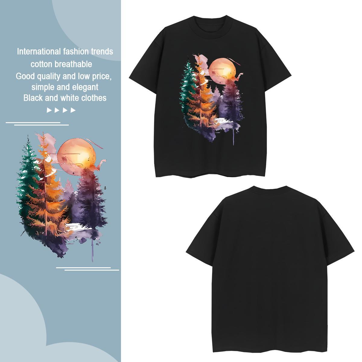 Mens T Shirts 230g Cotton tree Street Casual Short Sleeve Soft Customized Men Tees Classic Casual Brand Clothings