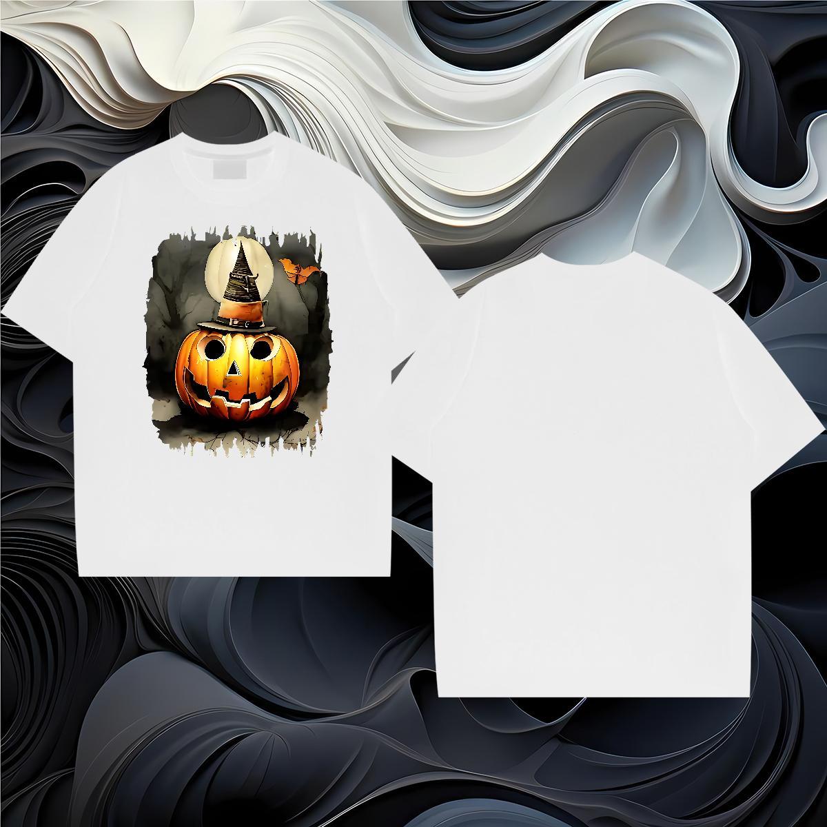 New Designer T shirt 100% Cotton 230g pumpkin Hip Hop Tshirts Breathable Short Sleeve Cool Mens Tshirts DIY Printed
